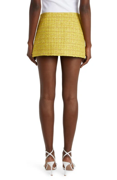 Shop Valentino Logo Detail Metallic Tweed Skirt In Giallo Lurex
