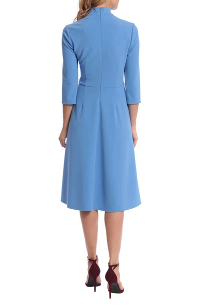 Shop Donna Morgan For Maggy Twist Collar Fit & Flare Dress In Blue Bonnet