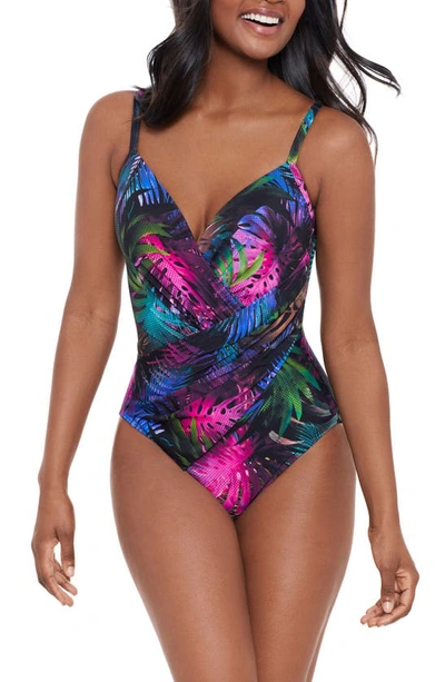 Shop Miraclesuit Pixel Palmas Bonita One-piece Swimsuit In Black/ Multi