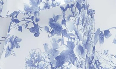 Dessy Collection Floral Print Ruffle Tie Strap Gown In Cottage Rose-larkspur Print
