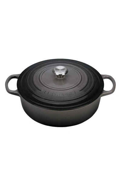Shop Le Creuset Signature 6 3/4-quart Round Wide French/dutch Oven In Oyster