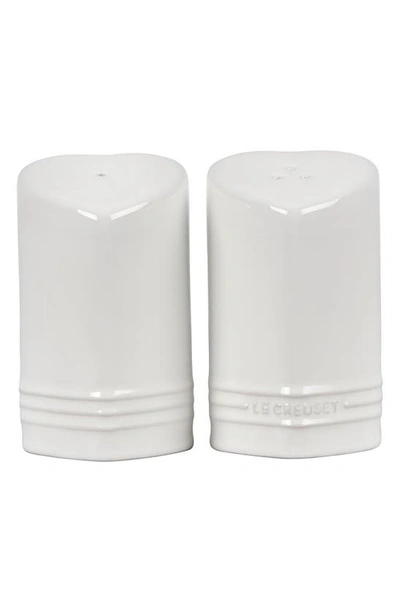 Le Creuset Stoneware Figural Heart Salt And Pepper Shakers, Set Of 2 In White