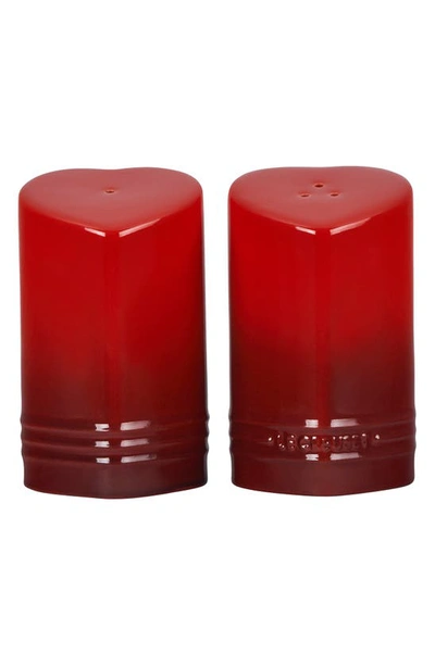 Le Creuset Stoneware Figural Heart Salt And Pepper Shakers, Set Of 2 In Cerise