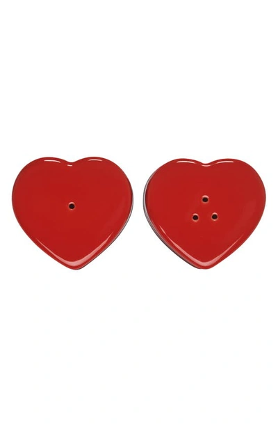 Le Creuset Stoneware Figural Heart Salt And Pepper Shakers, Set Of 2 In Cerise