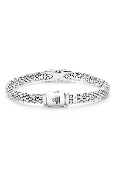 Shop Lagos Embrace Pavé Diamond Center X Bracelet In Silver