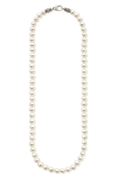 Shop Lagos Luna Freshwater Pearl Necklace In Silver