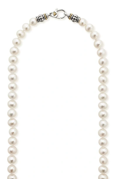 Shop Lagos Luna Freshwater Pearl Necklace In Silver