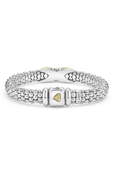 Lagos Embrace Pavé Diamond Center X Bracelet In Silver