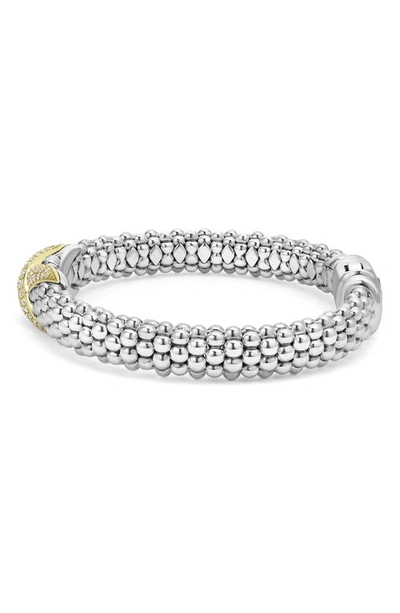 Shop Lagos Embrace Pavé Diamond Center X Bracelet In Silver