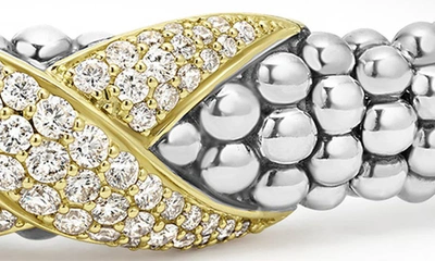 Lagos Embrace Pavé Diamond Center X Bracelet In Silver