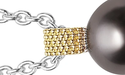 Lagos 18k Yellow Gold & Sterling Silver Luna Pearl Pendant Necklace, 16-18 In Luna Black Pearl