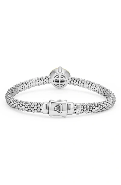 Lagos 18k Yellow Gold & Sterling Silver Luna Black Tahitian Pearl & Diamond Caviar Bead Bracelet In Silver