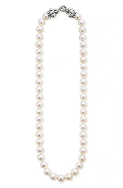 Shop Lagos Luna Freshwater Pearl Necklace In Silver