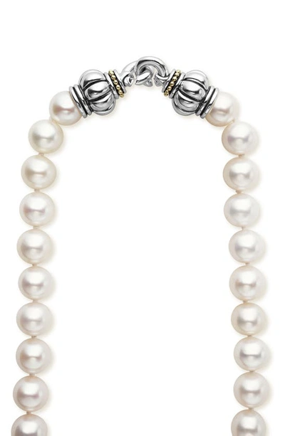 Shop Lagos Luna Freshwater Pearl Necklace In Silver
