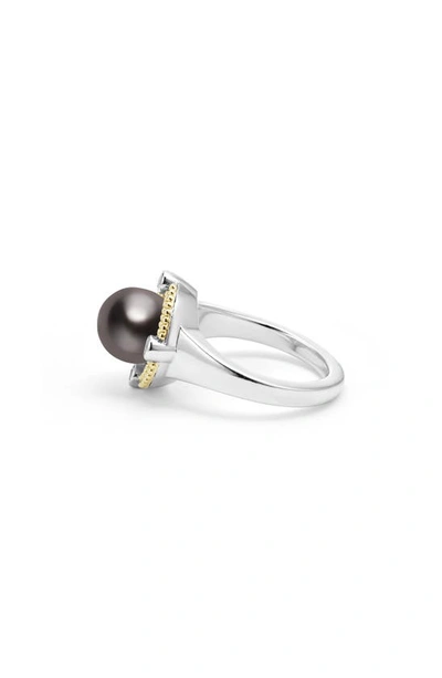 Shop Lagos Luna Freshwater Pearl & Diamond Lux Ring In Luna Blk