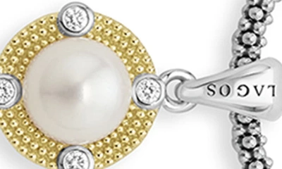 Lagos 18k Yellow Gold & Sterling Silver Luna Cultured Freshwater Pearl & Diamond Pendant Necklace, 16 In Silver