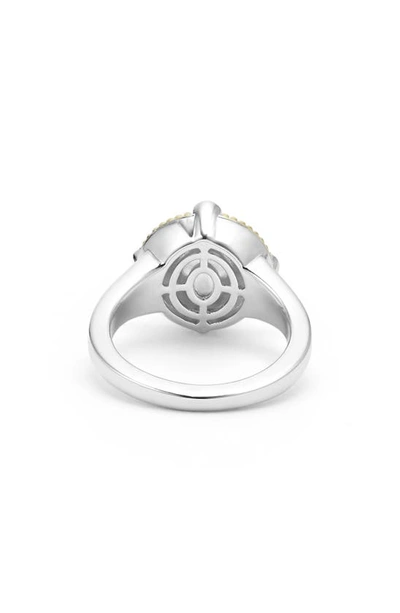 Lagos 18k Yellow Gold & Sterling Silver Luna Black Tahitian Pearl & Diamond Halo Ring In Luna Blk