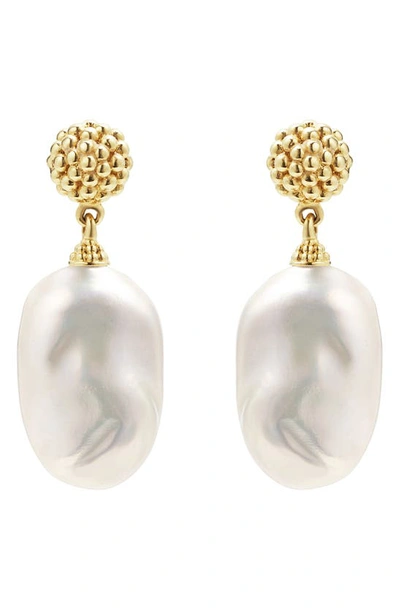 Shop Lagos Luna Freshwater Pearl Drop Earrings In Gold