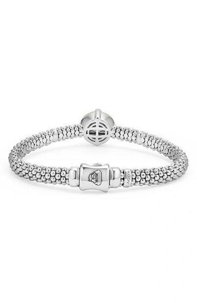 Lagos 18k Yellow Gold & Sterling Silver Luna Cultured Freshwater Pearl & Diamond Caviar Bead Bracelet In Silver