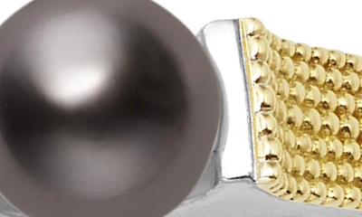 Shop Lagos Luna Lux Black Tahitian Pearl Ring In Silver