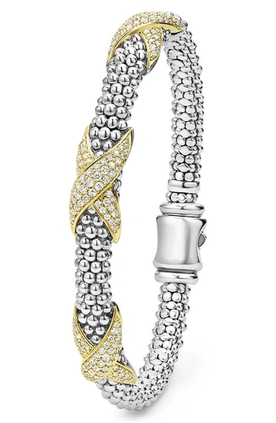 Shop Lagos Embrace Pavé Diamond Station Bracelet In Silver