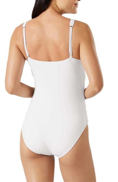 Shop Tommy Bahama Pearl Underwire Twist Front One-piece Swimsuit In White