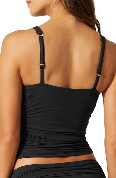 Shop Tommy Bahama Pearl Twist Front Underwire Tankini Top In Black