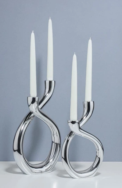 Nambe Tango Candle Holder In Silver