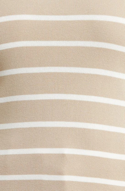 Tahari Stripe Short Sleeve Sweater In Sand Ivory