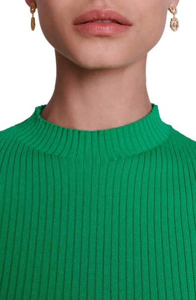 Shop Maje Moseanne Rib Tie Waist Crop Sweater In Green