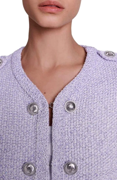 Shop Maje Sequin Tweed Jacket In Parma Violet