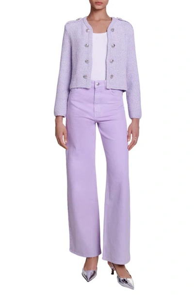 Shop Maje Sequin Tweed Jacket In Parma Violet