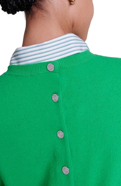 Shop Maje Mirabo Dual Button Wool & Cashmere Blend Cardigan In Green