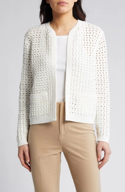 Shop Kobi Halperin Loui Open Stitch Cotton Blend Cardigan In White