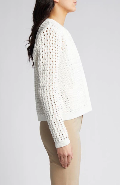 Shop Kobi Halperin Loui Open Stitch Cotton Blend Cardigan In White