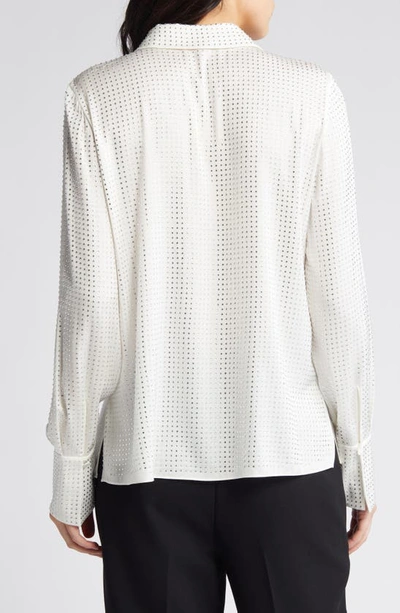 Shop Kobi Halperin Renana Perforated Stretch Silk Shirt In Ivory