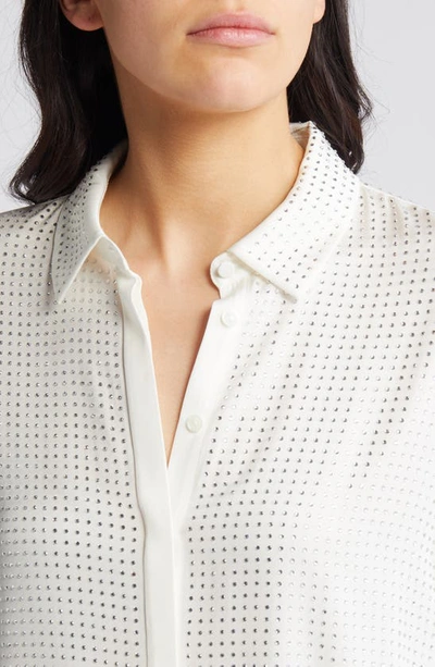 Shop Kobi Halperin Renana Perforated Stretch Silk Shirt In Ivory