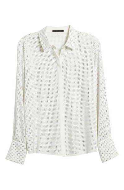 Shop Kobi Halperin Renana Perforated Stretch Silk Shirt In Ivory