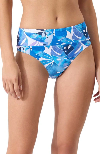 Shop Tommy Bahama Palm Modern Palma High Waist Bikini Bottoms In Mare Navy