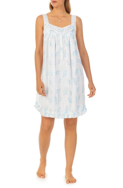 Shop Eileen West Sleeveless Cotton Lawn Short Nightgown In White Floral