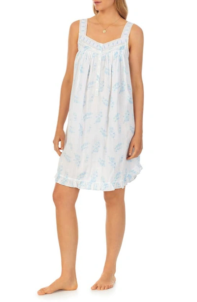 Shop Eileen West Sleeveless Cotton Lawn Short Nightgown In White Floral