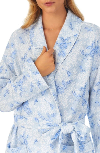 Shop Eileen West Shawl Collar Quilted Cotton Ballet Robe In Blue Print