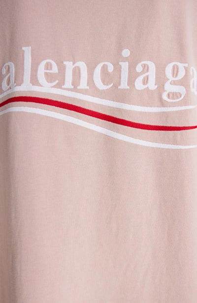 Shop Balenciaga Political Cotton Logo Tee In Light Pink/ White