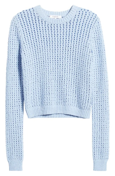 Shop Frame Open Stitch Cotton Crewneck Sweater In Light Blue
