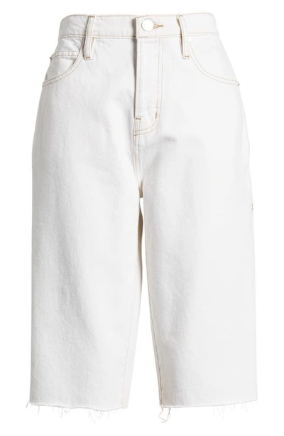 Shop Frame High Waist Raw Hem Denim Shorts In Au Natural Clean