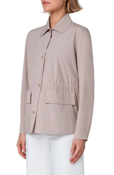 Shop Akris Tomma Cotton Poplin Shirt Jacket In Sand