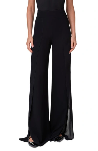 Shop Akris Fellia Split Hem Silk Georgette Pants In Black