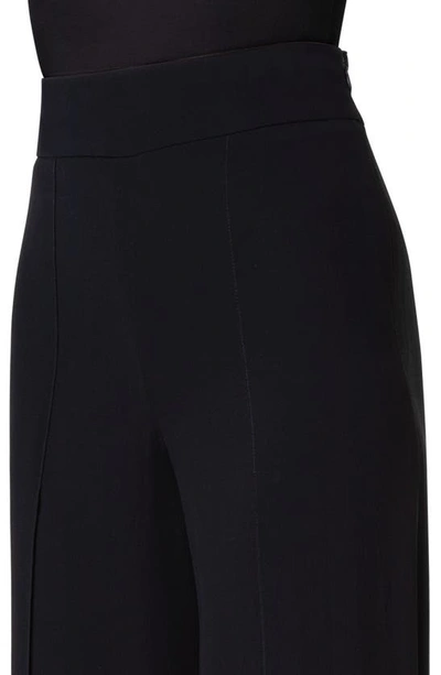 Akris Layered Front-slits Silk Georgette Wide-leg Pants In Black