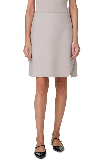 Shop Akris Angled Vent Skirt In Greige