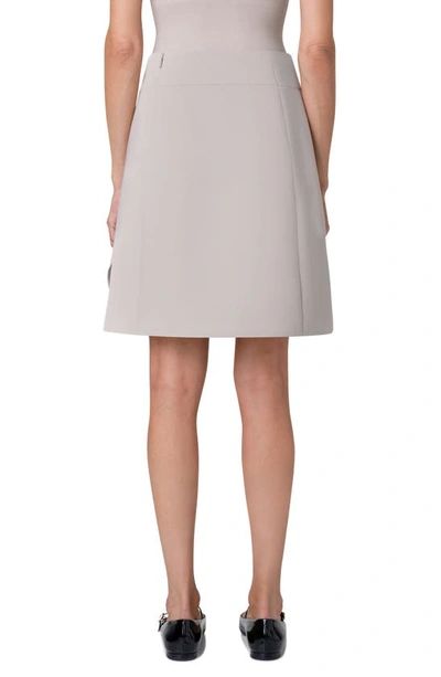 Akris Cotton Short Skirt With Trapezoid Slit Detail In Greige